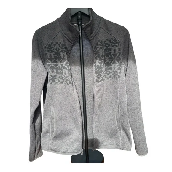 Eddie Bauer Women’s M Fleece Jacket Charcoal w/Black Design & Pockets - Picture 5 of 8